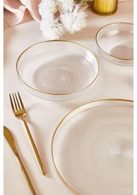 Set da tavola 18 pezzi in vetro trasparente con dettagli dorati