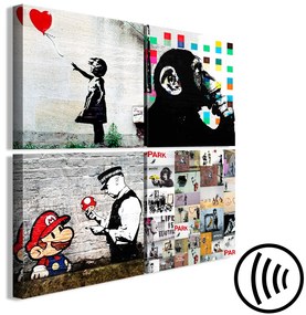 Quadro su tela Banksy Collage (4 Parts)