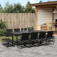 Set da Pranzo da Giardino 13 pz Nero in Textilene 3295130