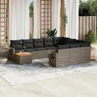 Set Divani da Giardino 11 pz con Cuscini in Polyrattan Grigiocod mxl 113177