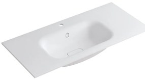 Lavabo a incasso rettangolare vasca centrale L 100.5 x H 15 x P 46 cm in resina bianco opaco