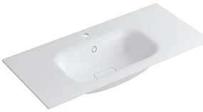 Lavabo integrale rettangolare vasca centrale L 100.5 x H 15 x P 46 cm in resina bianco