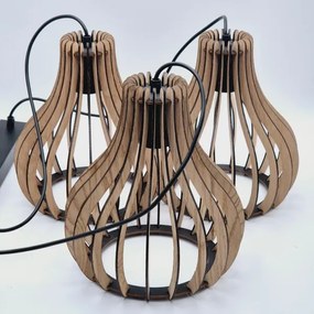 Lampadario a sospensione con filo TUCCI 3xE27/15W/230V quercia/nero