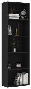 Libreria a 5 ripiani nera 60x30x189 cm in legno multistrato