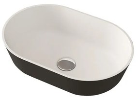 Lavabo da appoggio ovale in solid surface L 48 x H 14 x P 32 cm bianco e nero