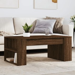 Tavolino Salotto Rovere Marrone 102x55x42 Cm Legno Multistrato /