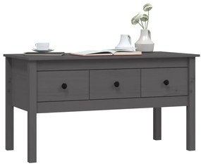 Tavolino da salotto grigio 102x49x55 cm legno massello di pino