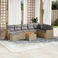 Set Divano da Giardino 9 pz con Cuscini Beige in Polyrattan 3258657