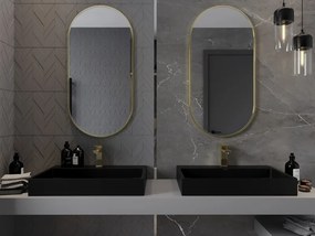 Mexen Loft specchio da bagno ovale 100 x 50 cm, cornice oro spazzolato - 9851-100-050-000-50