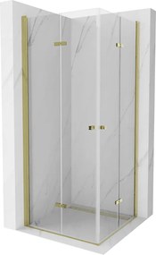 Mexen Lima Duo cabina doccia pieghevole 80 x 80 cm, trasparente, oro - 856-080-080-50-00-02