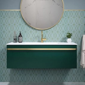 Mobile da bagno sospeso sotto lavabo L 120 x H 40 x P 46 cm verde laminato opaco, 1 cassetto RANDAL LOA