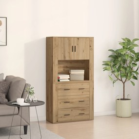 Mobile alto in rovere artigianale 80x33x150 cm legno ingegnerizzato