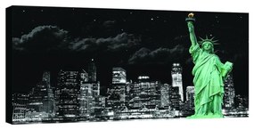 Stampa su tela Statue of Liberty dark sky, bianco e nero 140 x 70 cm