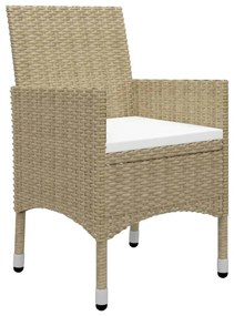 Set bistrot da giardino 3 pz polyrattan e vetro temperato beige