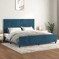 Giroletto con Testiera Blu Scuro 200x200 cm in Velluto cod mxl 56931