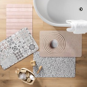 Tappetino da bagno in gomma bianco/grigio 50x80 cm Leandra - douceur d'intérieur