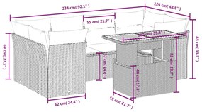 Set Divani da Giardino con Cuscini 8 pz Nero in Polyrattan