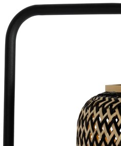 Lampada da terra orientale in bambù con nero - Yvonne