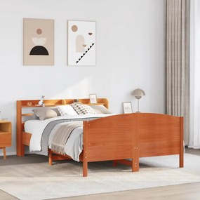 Letto Senza Materasso Marrone Cera 140x190 Cm İn Legno Di Pino /