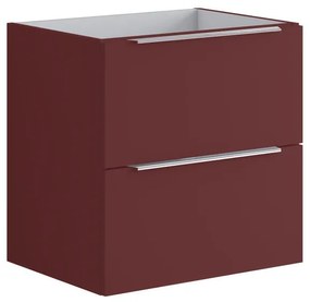 Mobile da bagno sospeso sotto lavabo L 59.5 x H 60 x P 45.5 cm rosso opaco, 2 cassetti Brera