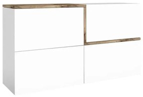 Credenza moderna ZET 150 con 4 ante ribalta, colore bianco acero pereira