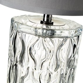 Lampada da tavolo in vetro grigio chiaro con paralume in tessuto (altezza 29 cm) - Casa Selección
