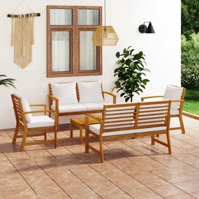 Set divani da giardino 5 pz con cuscini in legno acacia