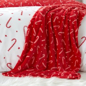 Coperta con motivo natalizio in micropile 130x170 cm Candy Cane - Catherine Lansfield
