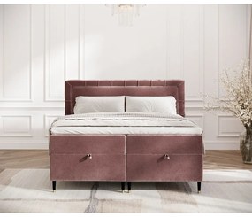 Letto boxspring rosa con spazio contenitivo 200x200 cm Voyage - Maison de Rêve