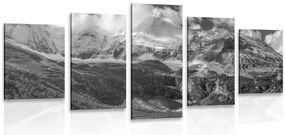 Quadri 5 pezzi – Maestoso paesaggio montano in bianco e nero