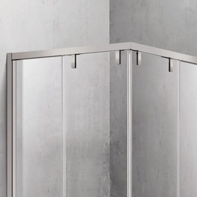 Cabina doccia 100x120 finitura acciaio spazzolato apertura doppio scorrevole vetro 8mm | KSA1000AS - KAMALU