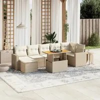 Set Divano da Giardino 8 pz con Cuscini Beige in Polyrattan 3275599