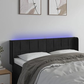Testiera A Led Nera 147x16x78/88 Cm İn Velluto /
