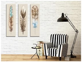 Pittura in 3 parti su tela Piume - Wallity
