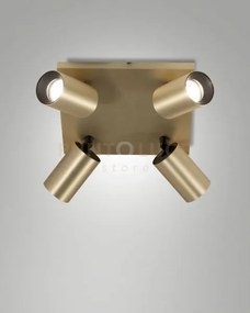 Flores spot 4 luci ottone satinato orientabile attacco gu10