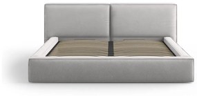 Letto matrimoniale imbottito grigio chiaro con contenitore e griglia 200x200 cm Arendal - Cosmopolitan Design