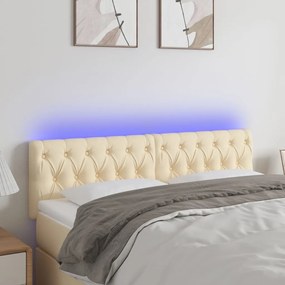 Testiera A Led Crema 160x7x78/88 Cm İn Tessuto /