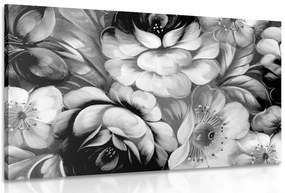 Stampa su tela – Mondo impressionista dei fiori in bianco e nero