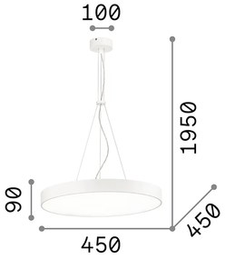 Sospensione Moderna Halo Alluminio Bianco Led 32W 3000K Luce Calda