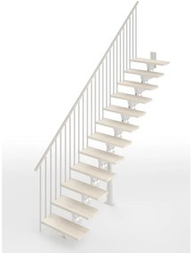 Scala a rampa dritta Vida IRIS, larghezza 60 cm, struttura in acciaio bianco, gradini in legno faggio, colore bianco