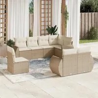 Set Divano da Giardino 8 pz con Cuscini Beige in Polyrattan 3221637