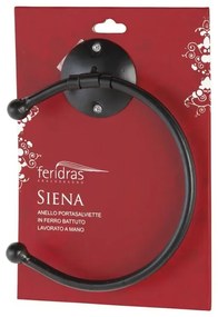 Anello portasalviette da muro in ferro battuto nero linea Siena