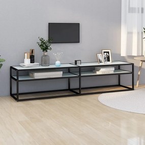 Mobile Porta Tv Marmo Bianco 180x40x40,5 Cm İn Vetro Temperato /