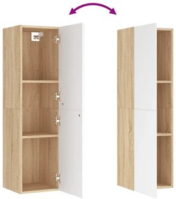 Mobile TV Bianco Rovere Sonoma 30,5x30x110 cm Legno Multistrato