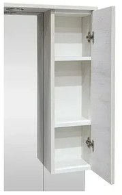 Mobile da Terra 105 cm in rovere bianco completo di specchio con pensile e LED