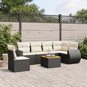 Set divani da giardino con cuscini 7pz nero polyrattan