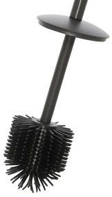 Portascopino grigio opaco con setole nere in silicone e secchio interno