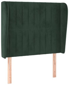 Testiera ad orecchio verde scuro 93x23x118/128 cm in velluto