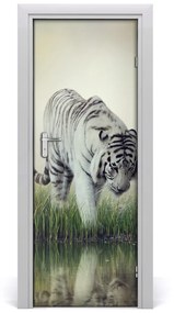 Adesivo per porta tigre bianca 75x205 cm