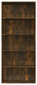 Libreria a 5 Ripiani Rovere Fumo 80x30x189 cm Legno Multistrato